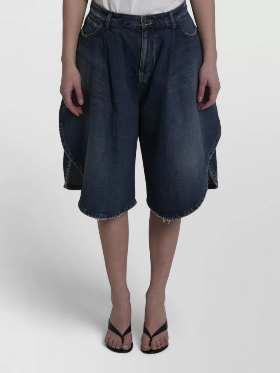 Balenciaga Denim Distressed Regular-Fit Knee-Length Shorts