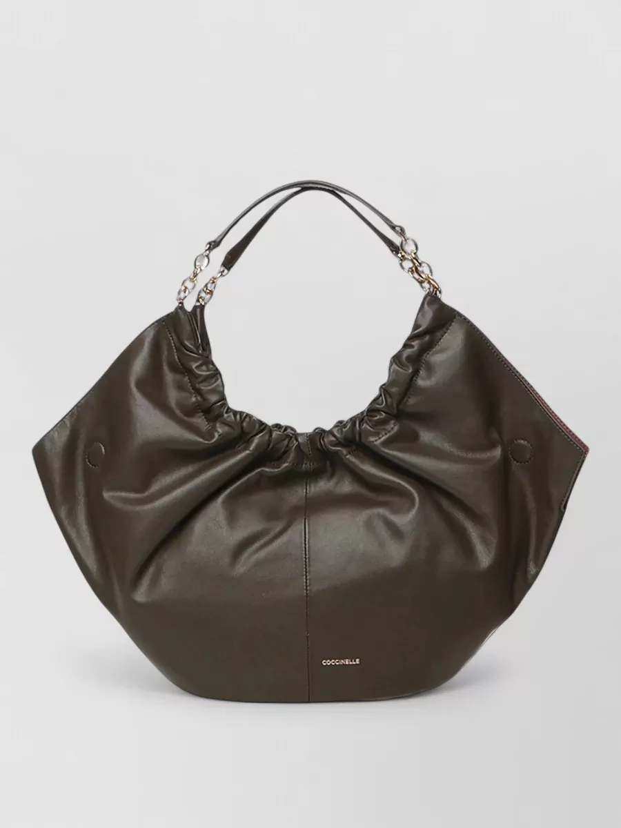 Coccinelle Calf Leather Ruched Tote Bag