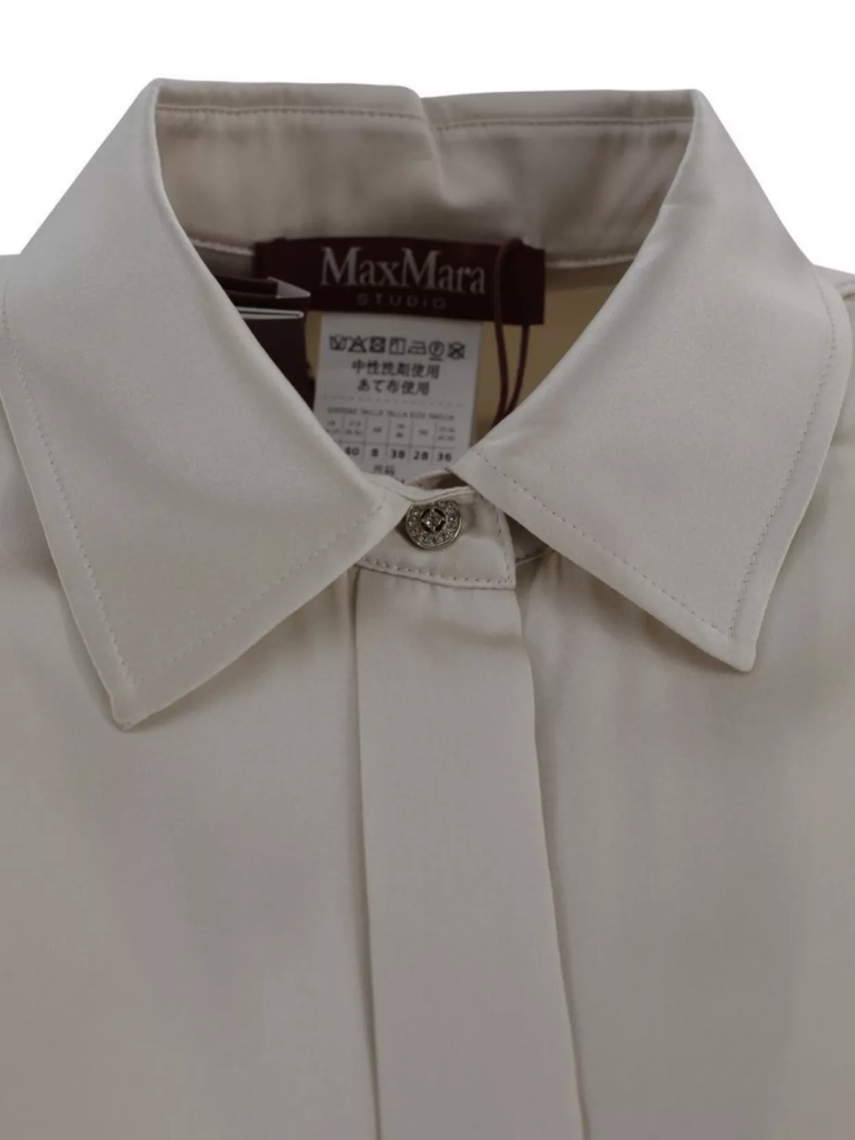 S Max Mara Silk Satin Shirt With Traditional Collar