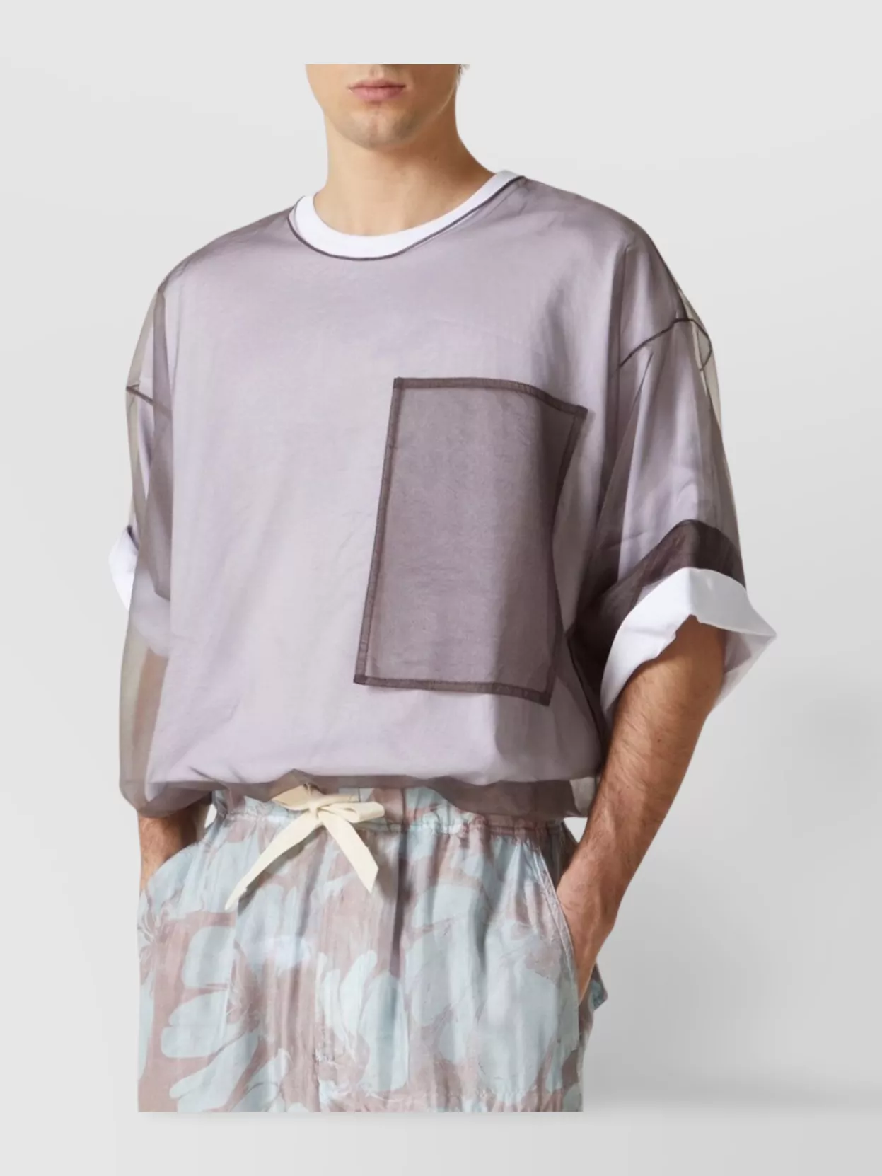 Dries Van Noten Layered Cotton Blend T-shirt With Sheer Overlay