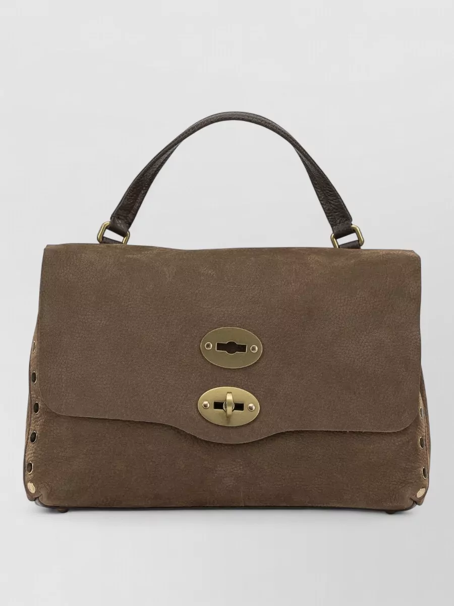 Zanellato leather studded top handle shoulder bag