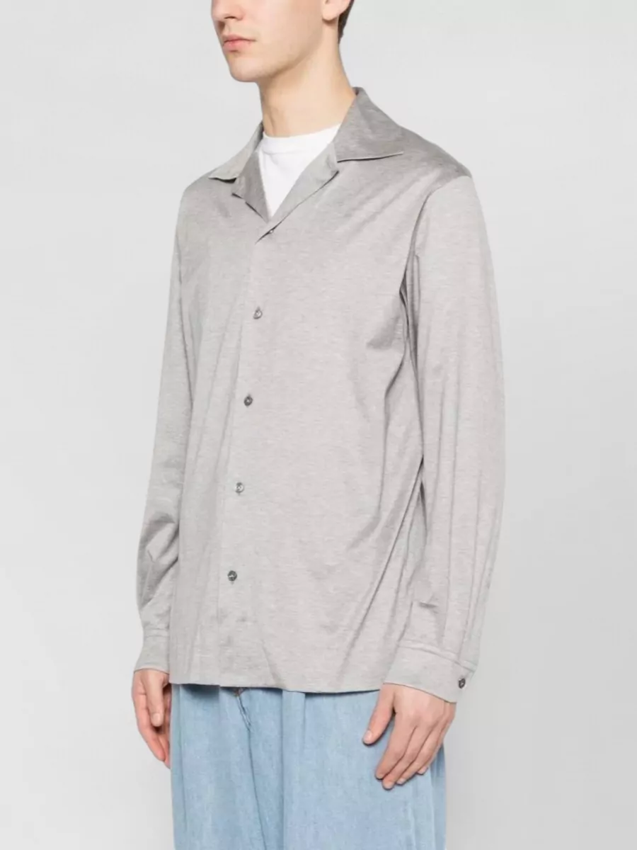 Lardini Mens Jersey Shirt Long Sleeves Spread Collar