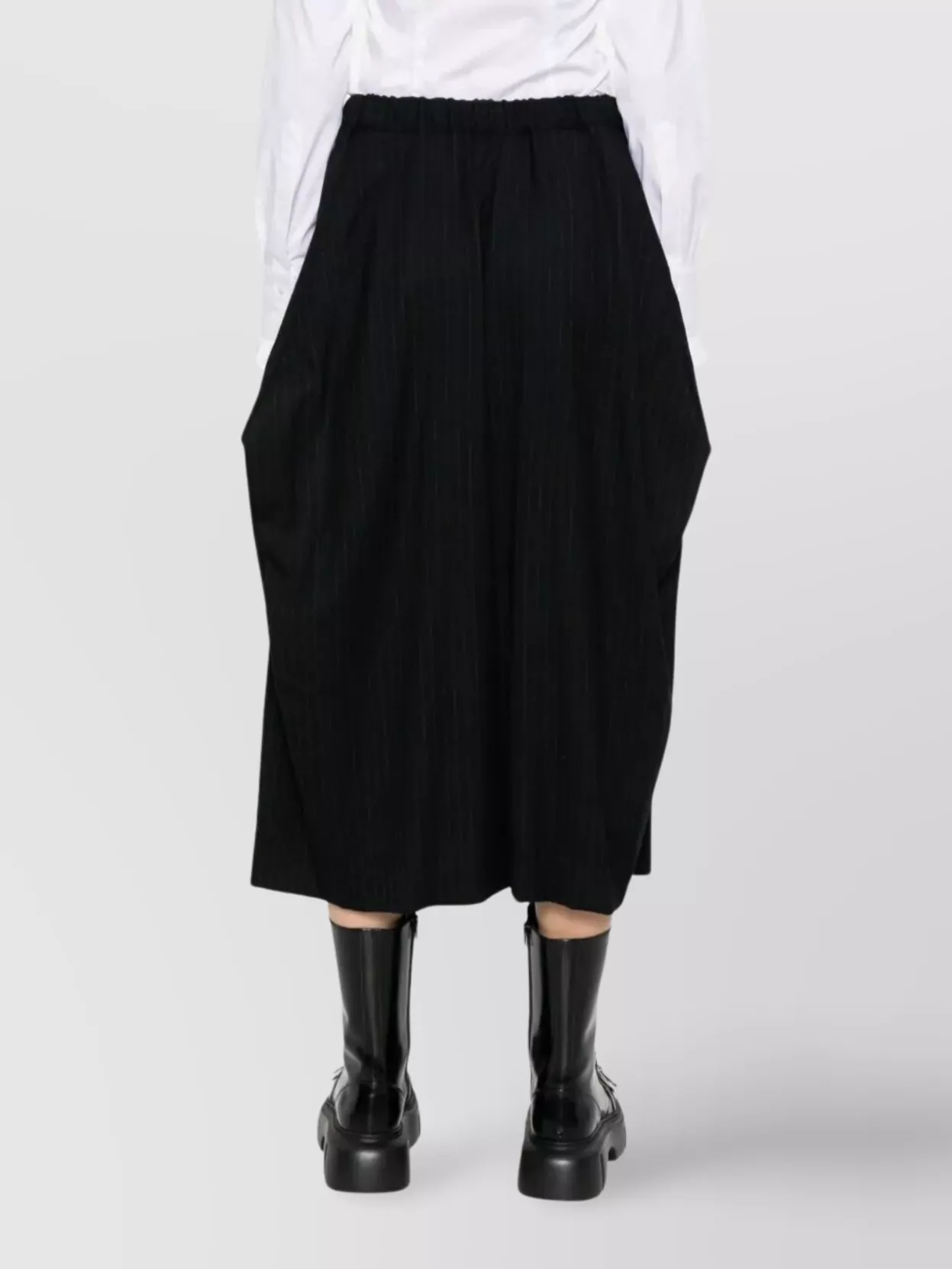 Comme Des Garçons Wide Leg Pinstripe Trousers Side Pockets In Black