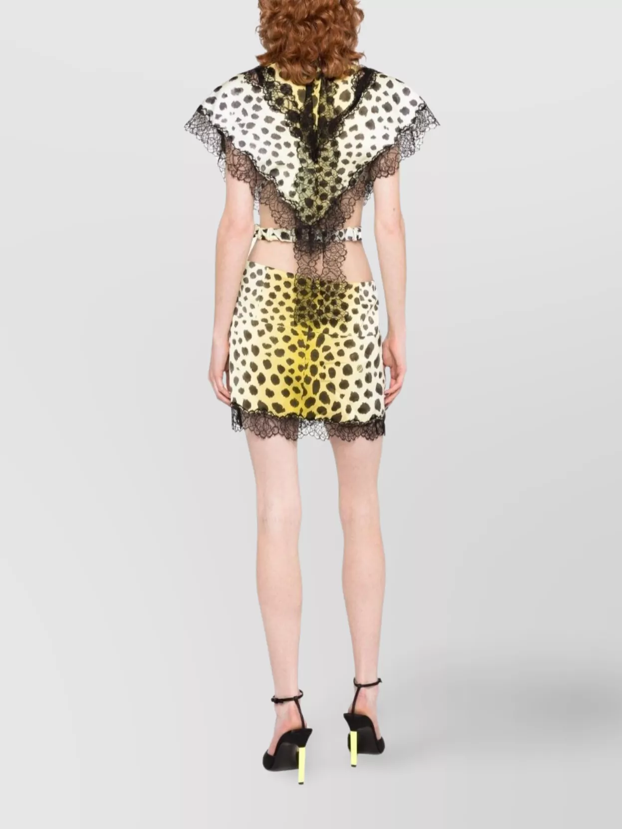 Attico Jace Cheetah-print Lace-trim Cutout Mini Dress