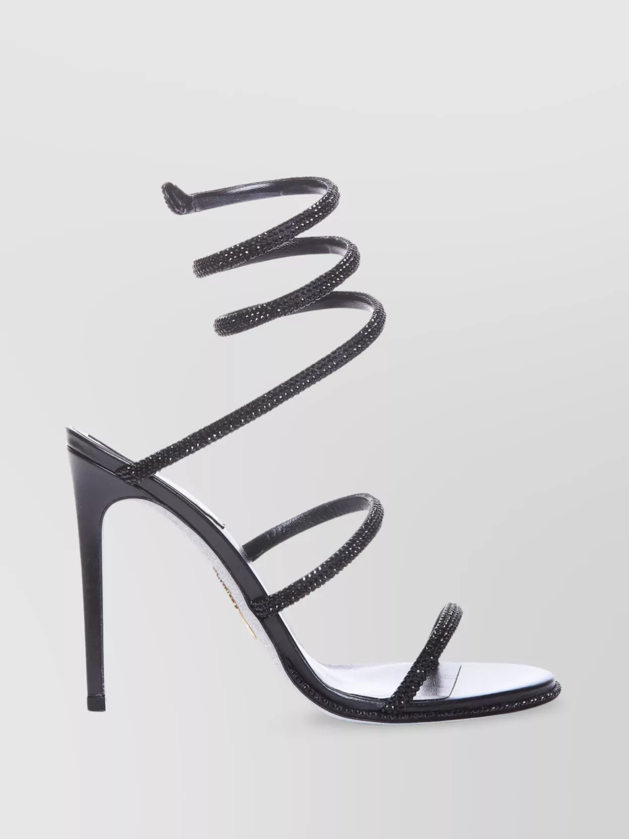 Rene Caovilla Leather Sandals With Embellished Spiral Strap