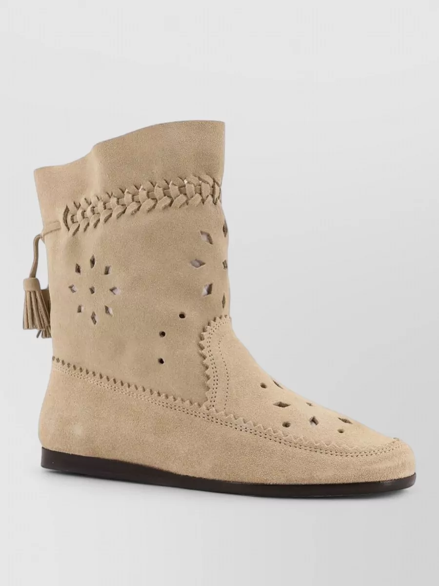 Isabel Marant Suede Perforated Tassel Knee-High Boots