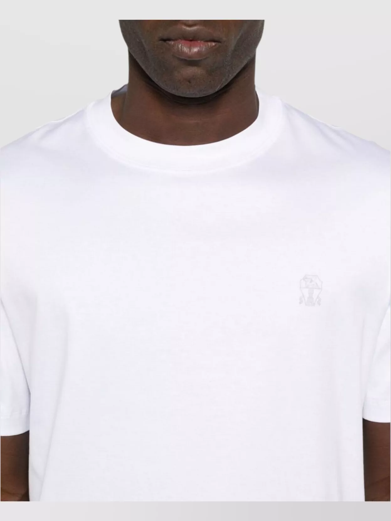 Brunello Cucinelli Men Cotton Jersey Crew-neck T-shirt With Logo And Faux-layering In White