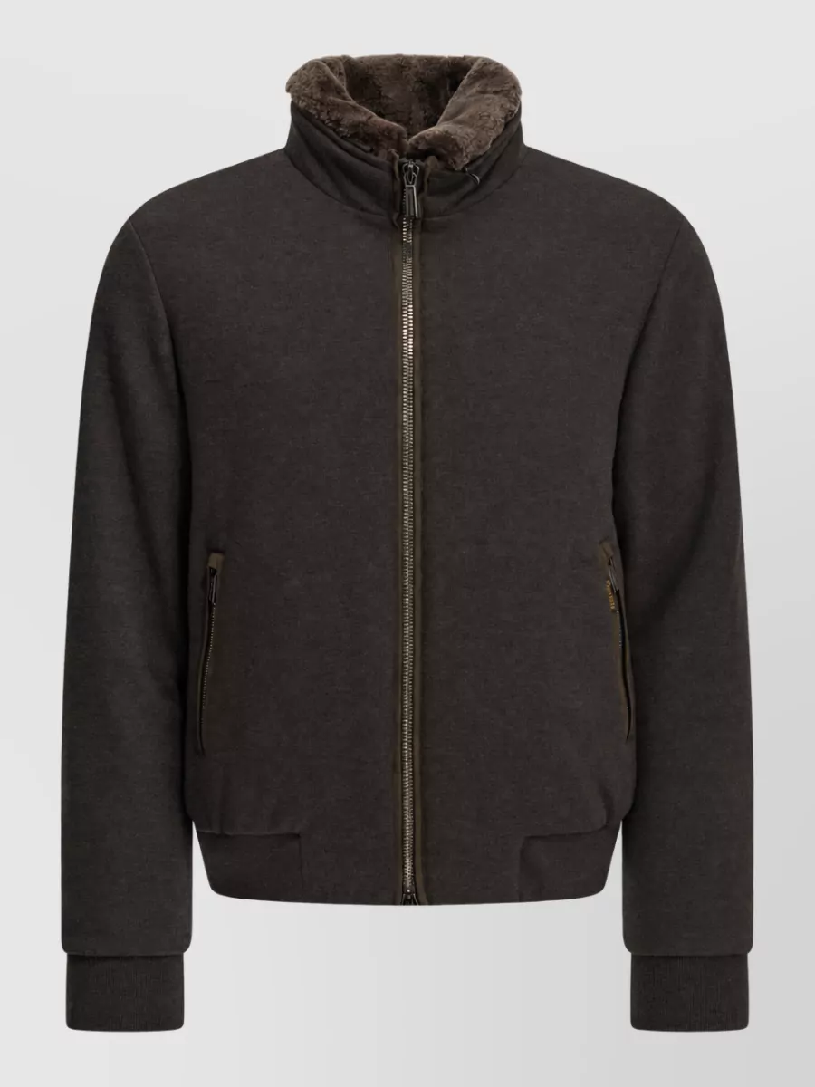 Moorer Wool Cashmere Padded Bomber Jacket In Multi