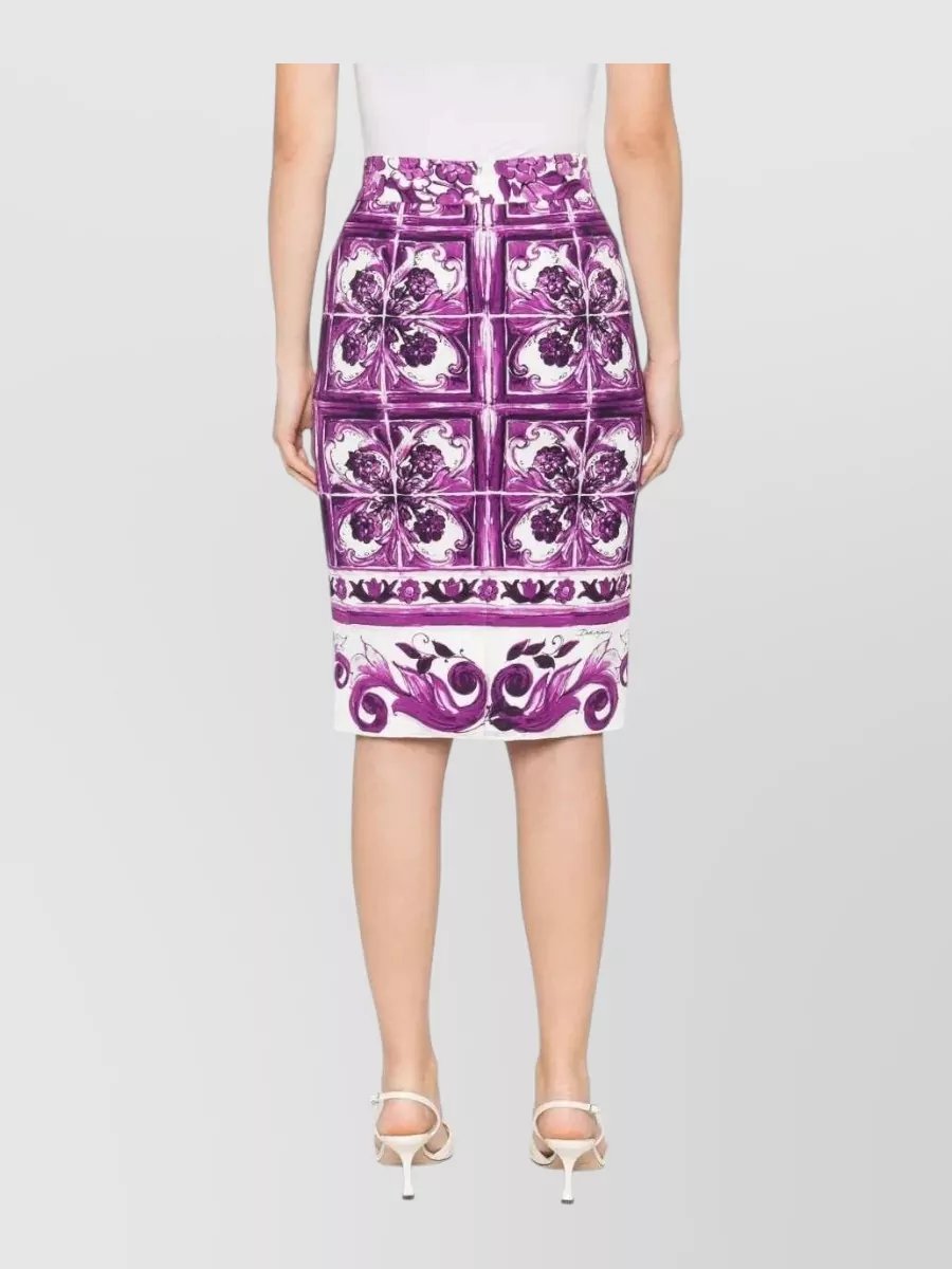 Dolce&Gabbana High Waist Floral Panel Stretch Skirt