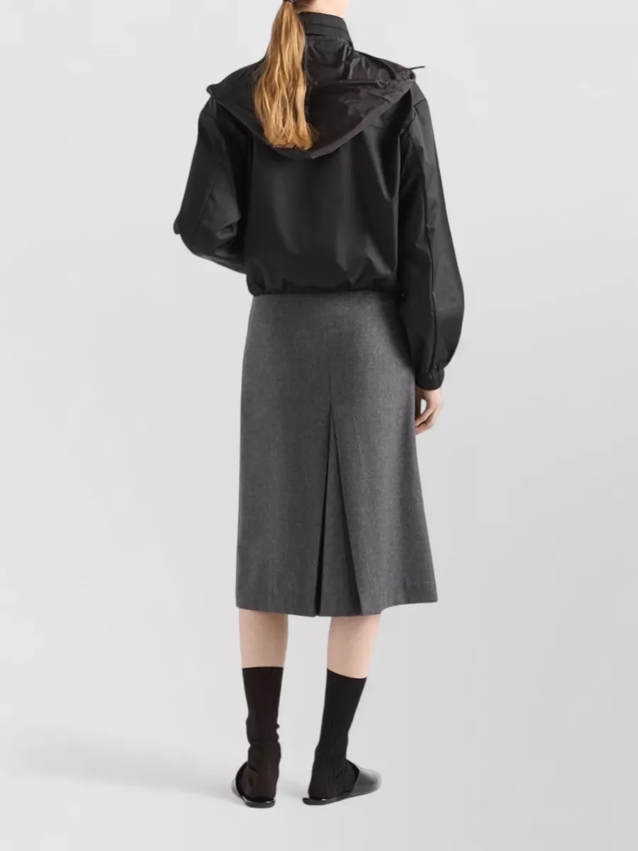 Prada Nylon Hooded Coat Drawstring Hem