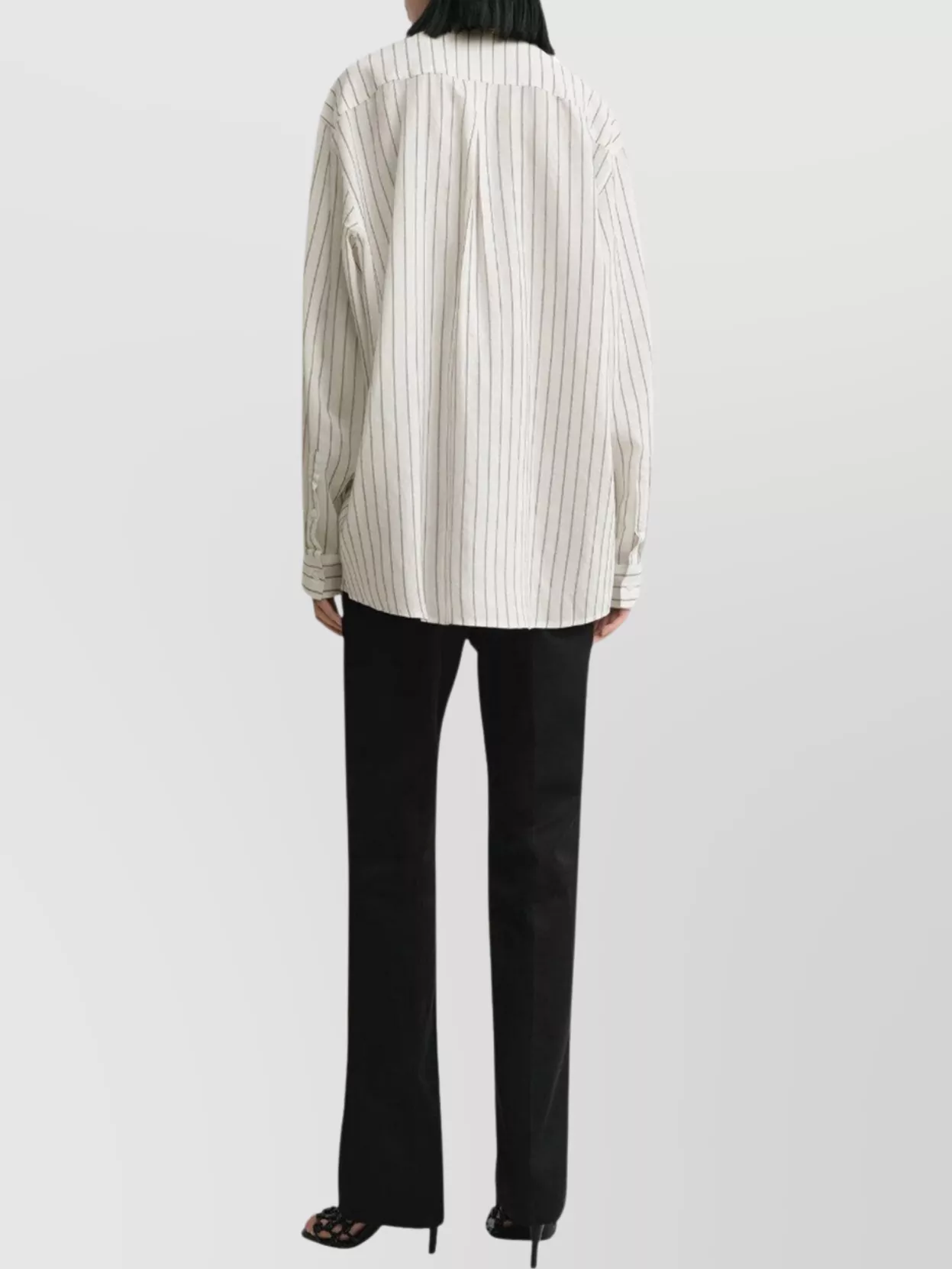 Totême Striped Shirt With Inward Box Pleat In Neutral