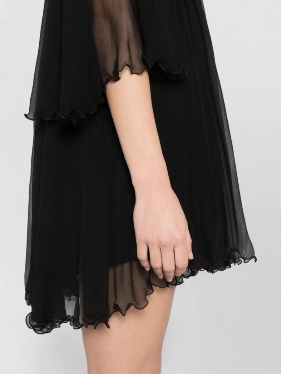 Chloé Silk Gathered Long-Sleeve Mini Dress