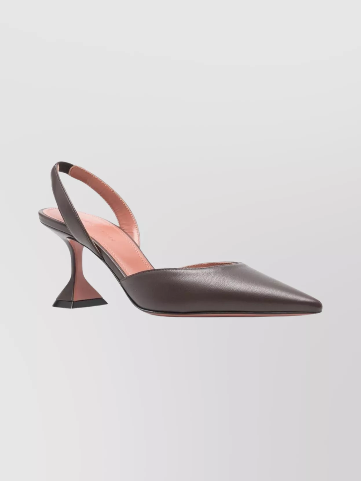 Amina Muaddi Leather Slingback Pumps Sculptural Heel In Brown
