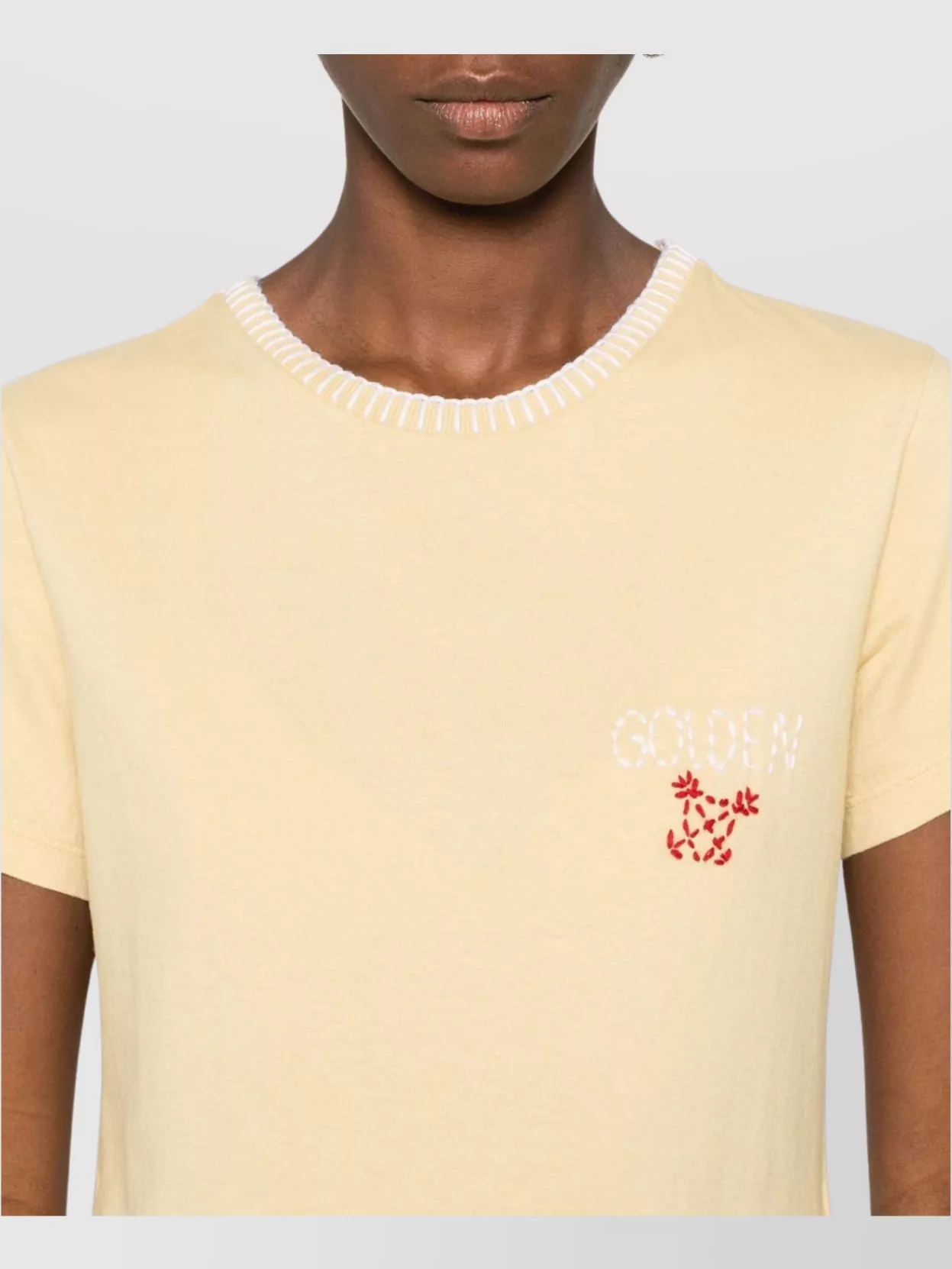 Golden Goose Doris Crew Neck T-Shirt With Whipstitch Trim