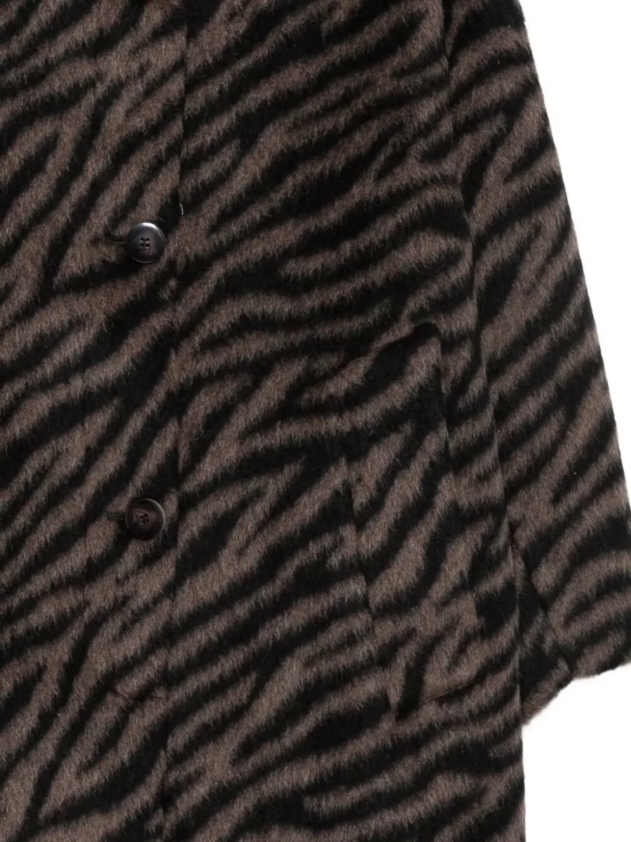Alysi Brushed Tiger-Print Collarless Jacket