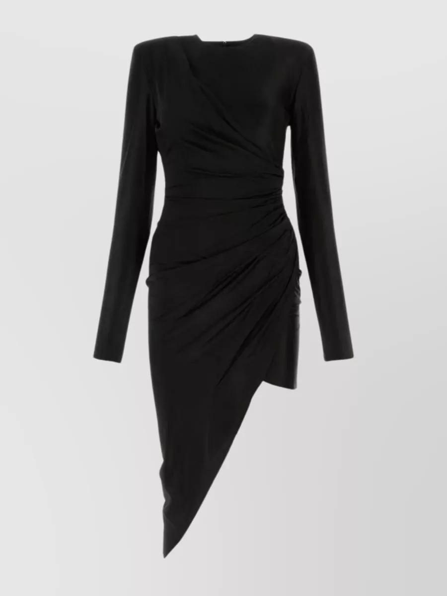 Shop Alexandre Vauthier Modern Draped Dress With Padded Shoulders In Black
