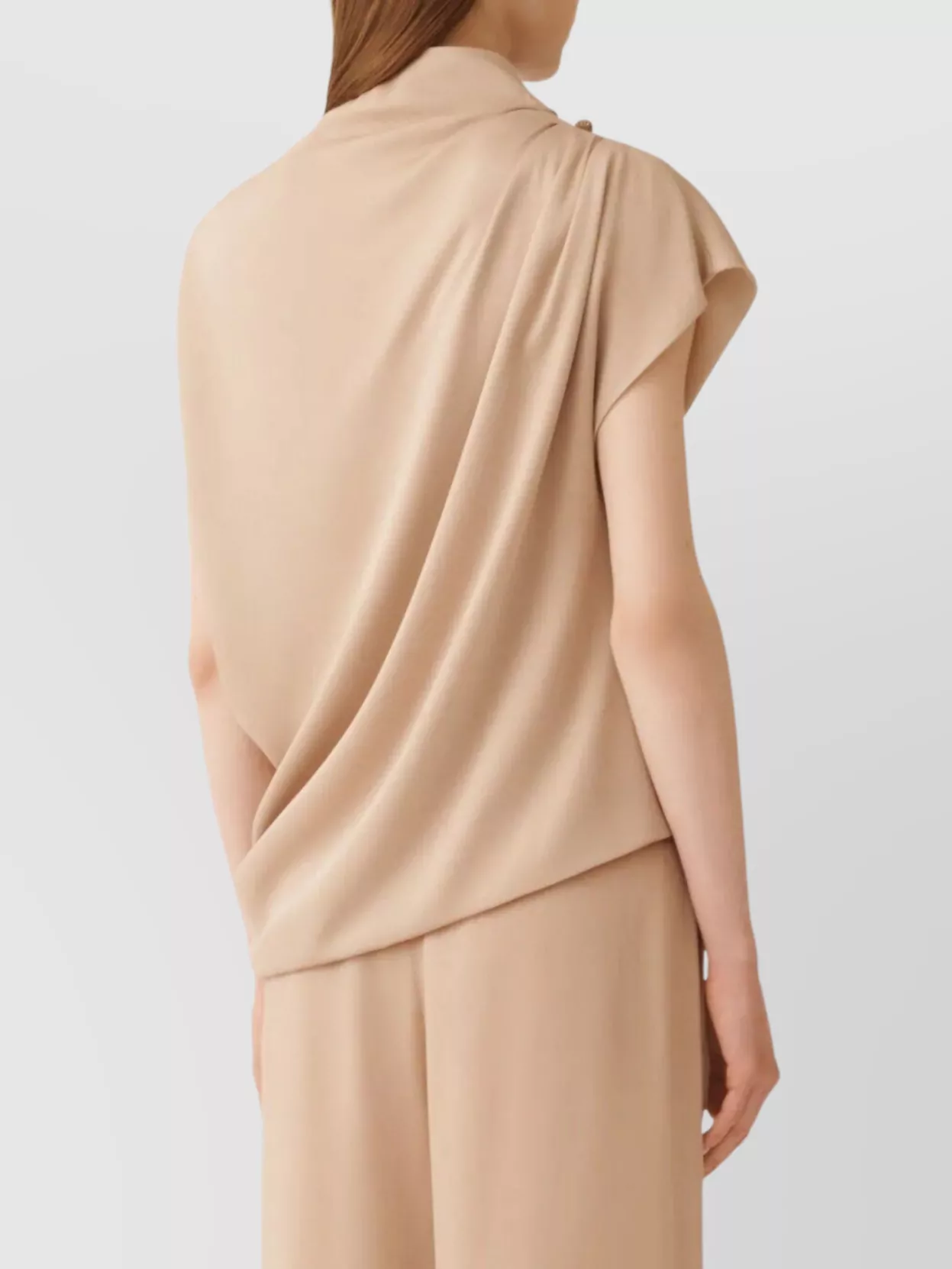 Fabiana Filippi Sleeveless High Neck Draped Top With Buttons