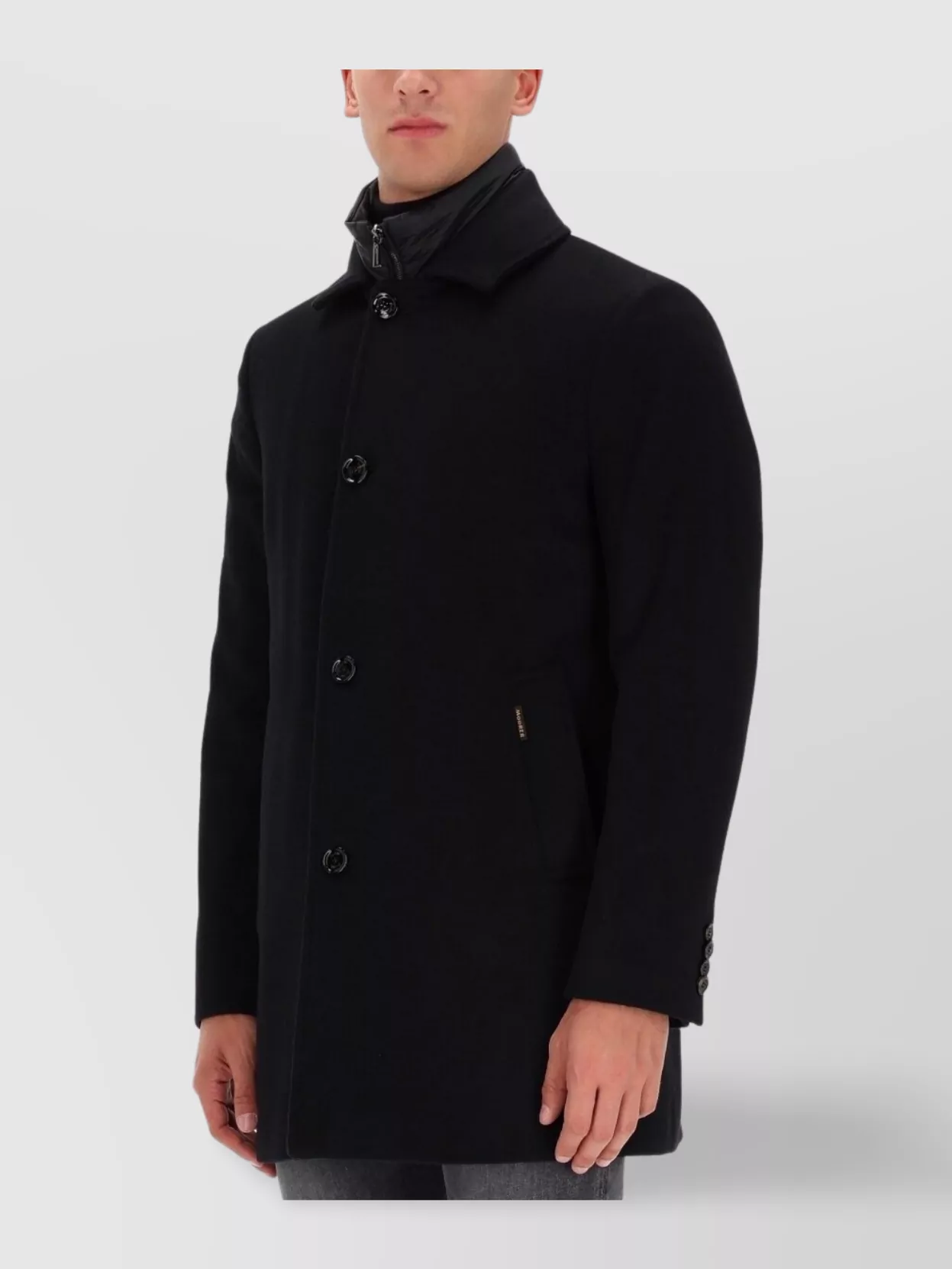 Moorer Notched Lapel Coat Buttoned Cuffs Pockets