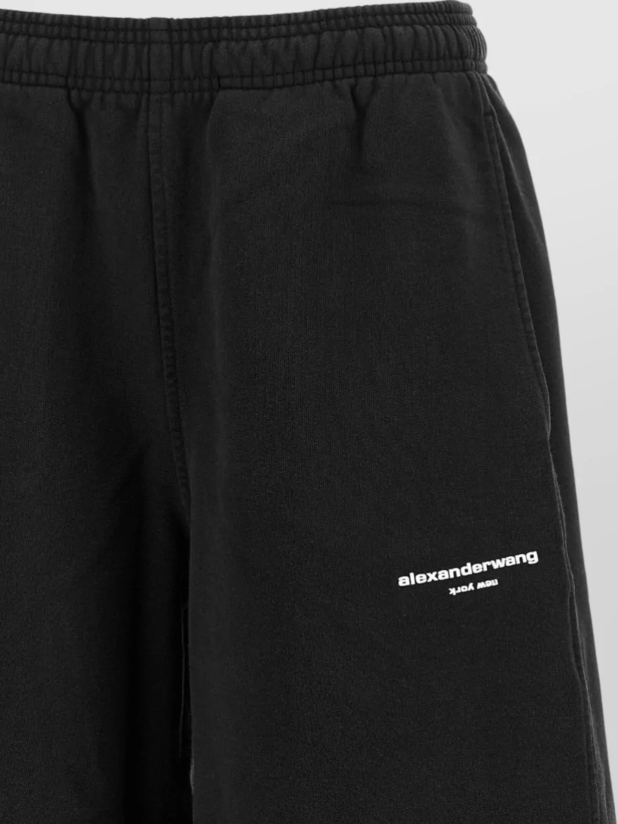 Alexander Wang Cotton Mid-Rise Wide-Leg Logo-Print Lounge Pants