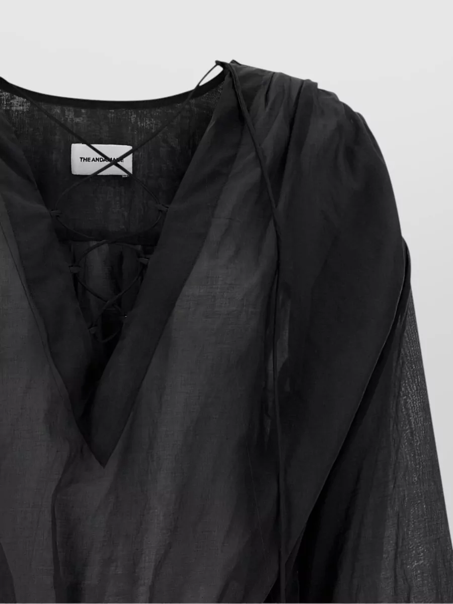 The Andamane Cotton Mini V-Neck Long-Sleeve Dress