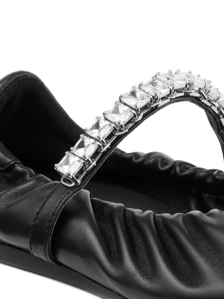 Jimmy Choo Crystal Embellished Leather Ballerina Shoes