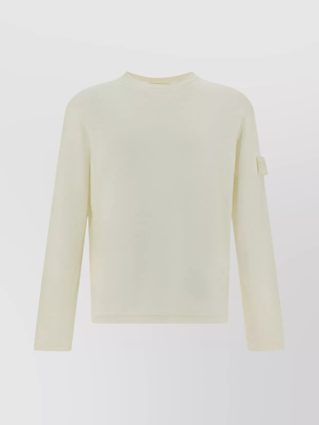 Stone Island Sleeve Button Detail Cotton Sweater In Neutral