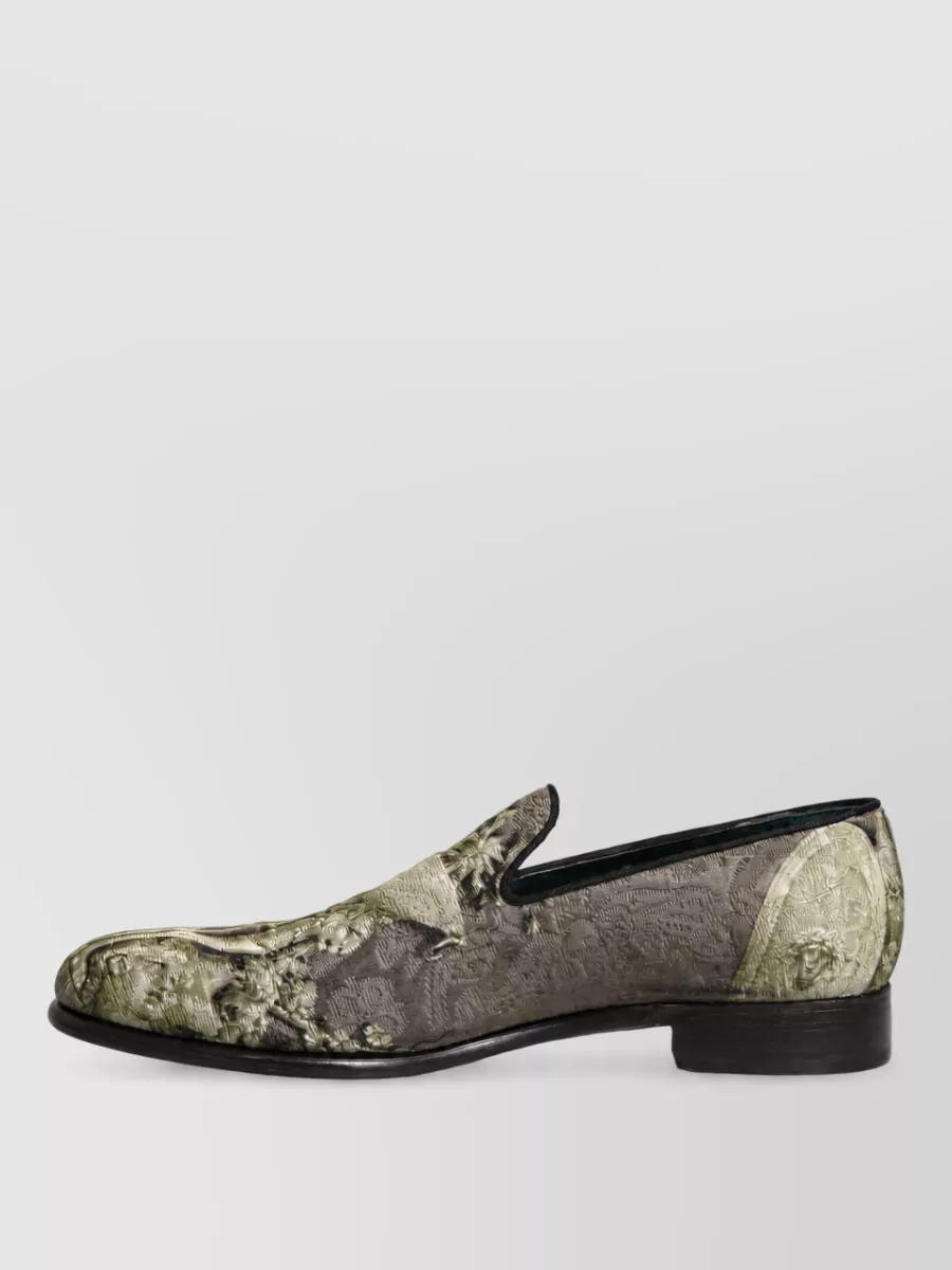 Dolce&Gabbana Leather Baroque Print Slippers