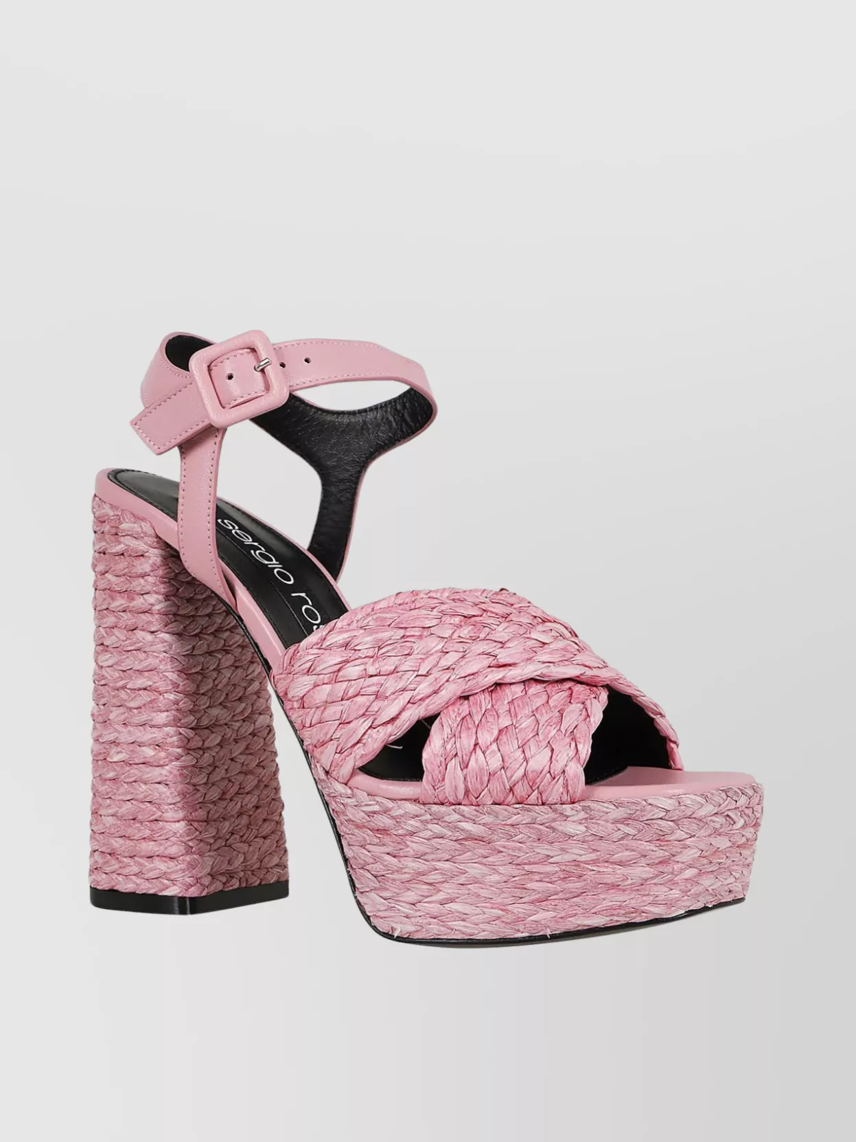 Shop Sergio Rossi Textured Braided Chunky Heel Platform Sandals