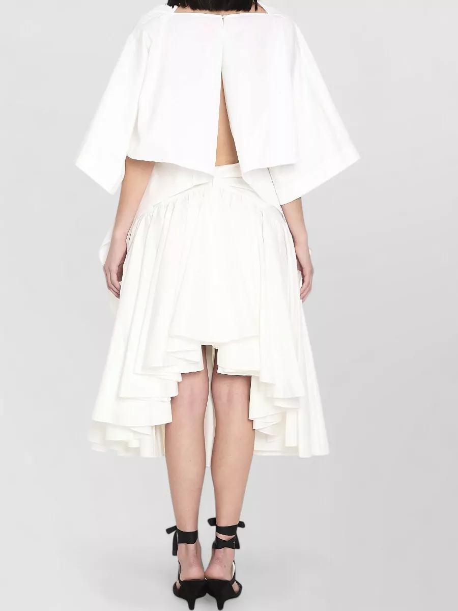 Jacquemus Cotton Draped Open-Back Midi Tunic Dress