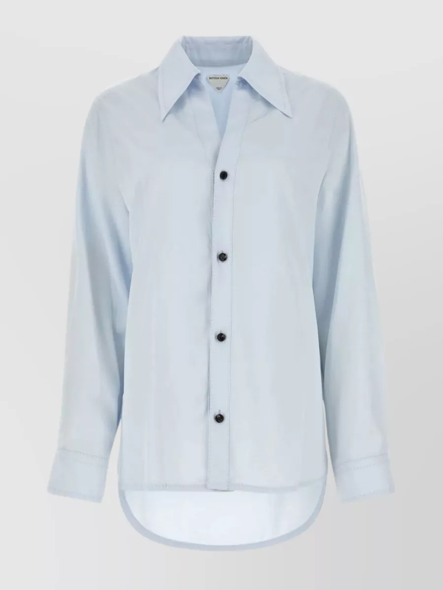 Shop Bottega Veneta Elongated Back Twill Shirt In Blue