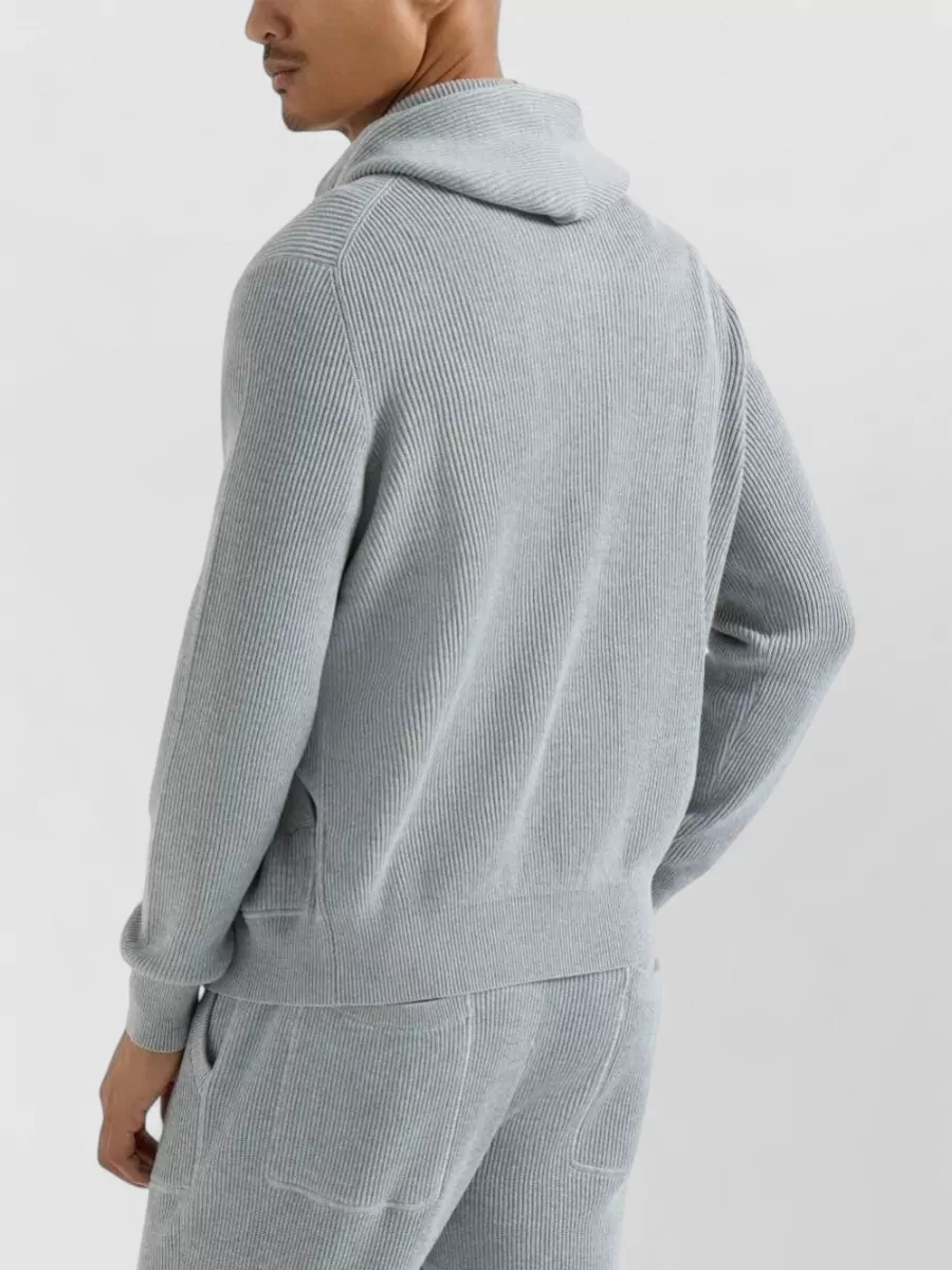 Brunello Cucinelli Ribbed Cotton Zip-Up Hooded Jacket