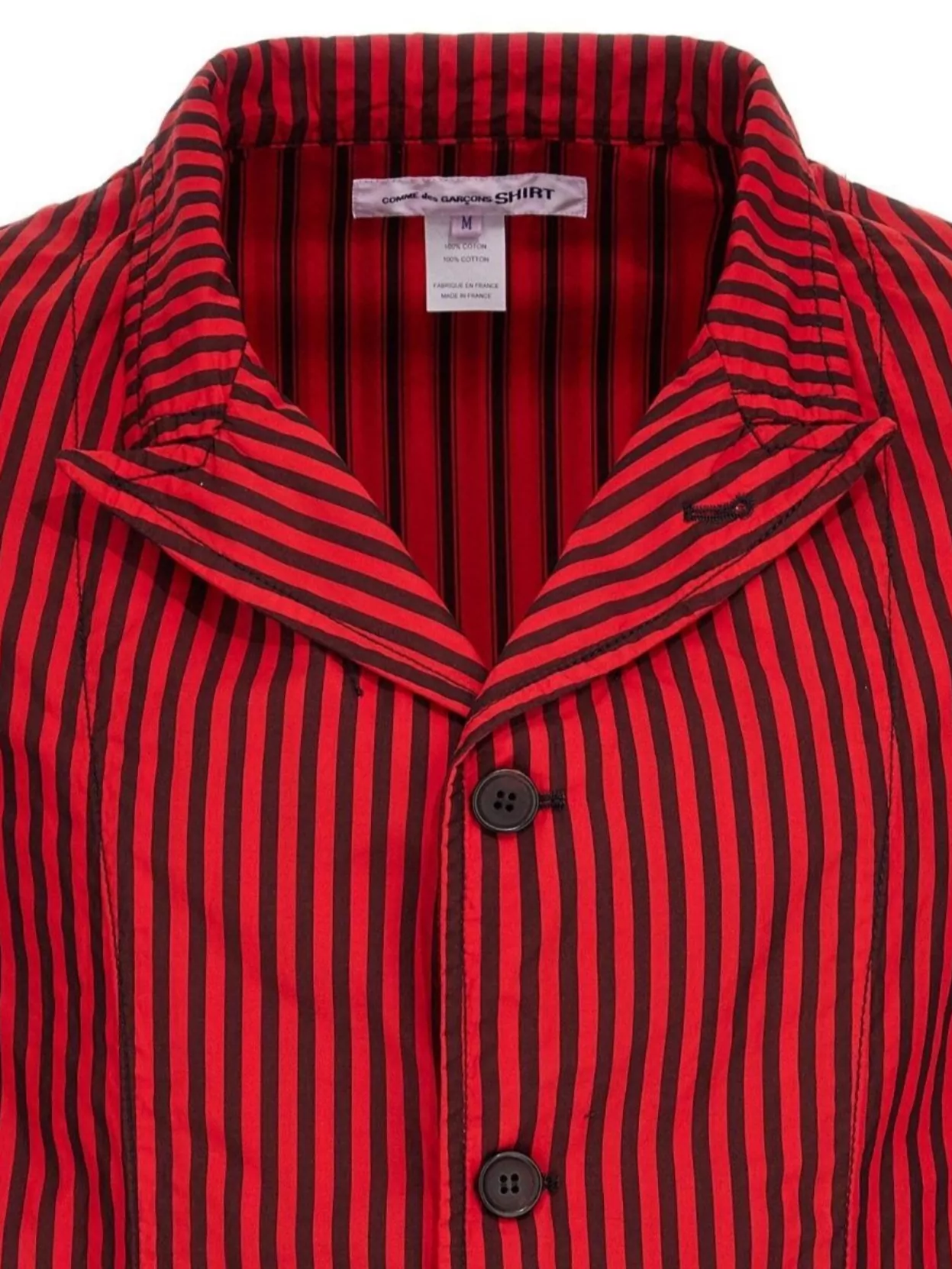 Comme Des Garçons Striped Cuban Collar Jacket