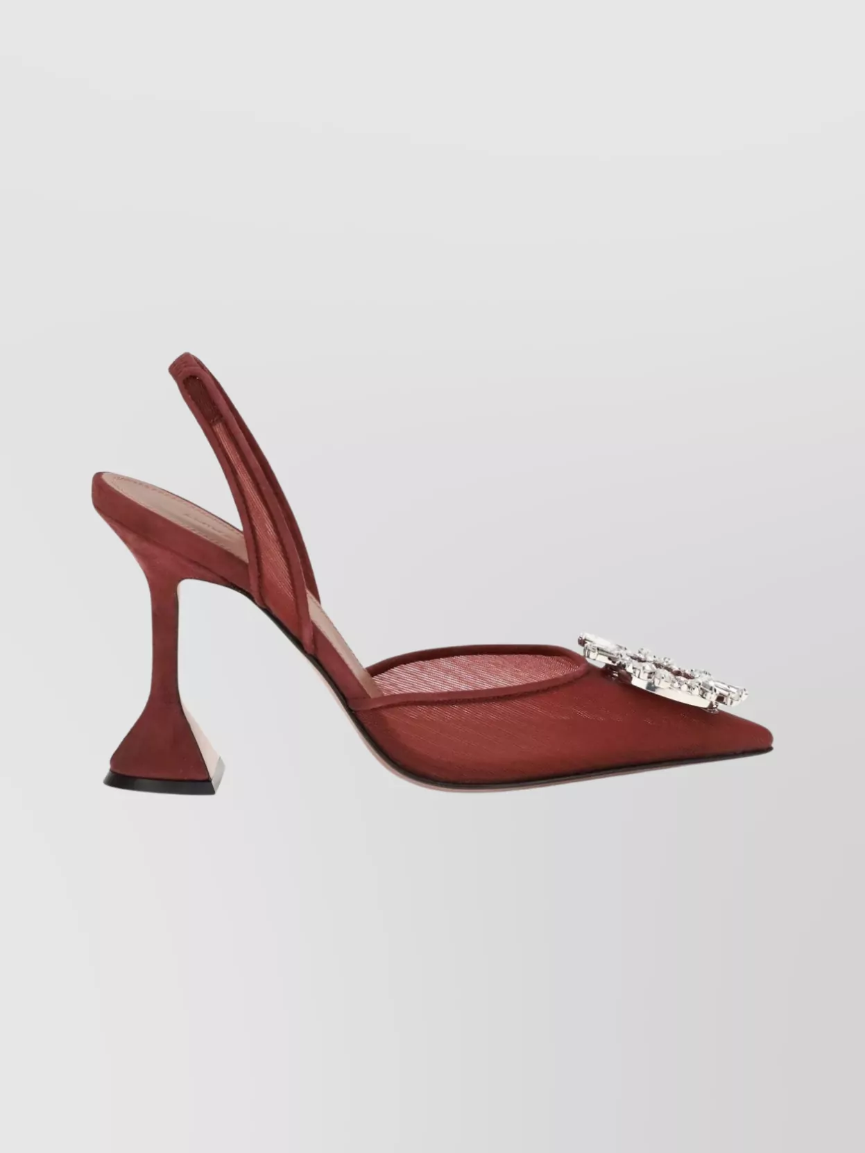 Amina Muaddi Mesh Slingback Pumps Pointed Toe Design