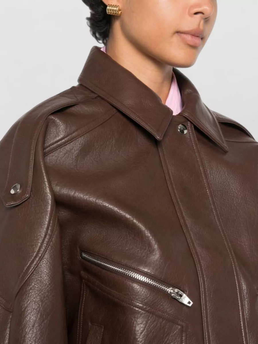 The Frankie Shop Faux Leather Oversized Bomber Jacket