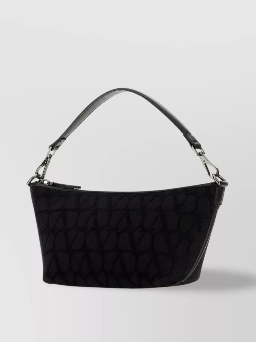 Shop Valentino Iconographe Toile And Leather Shoulder Bag In Black