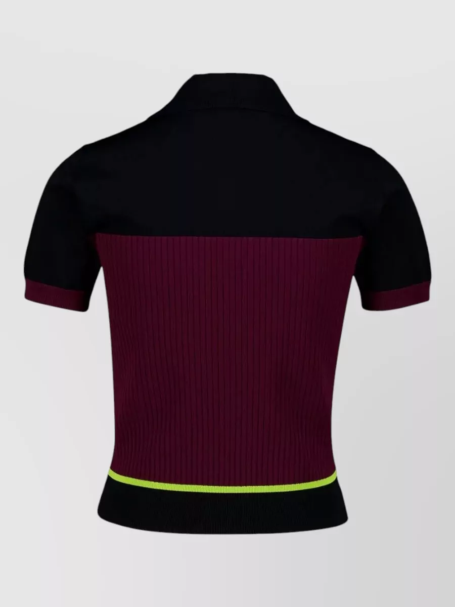 Casablanca Striped Ribbed Slim-Fit Short-Sleeve Polo Top