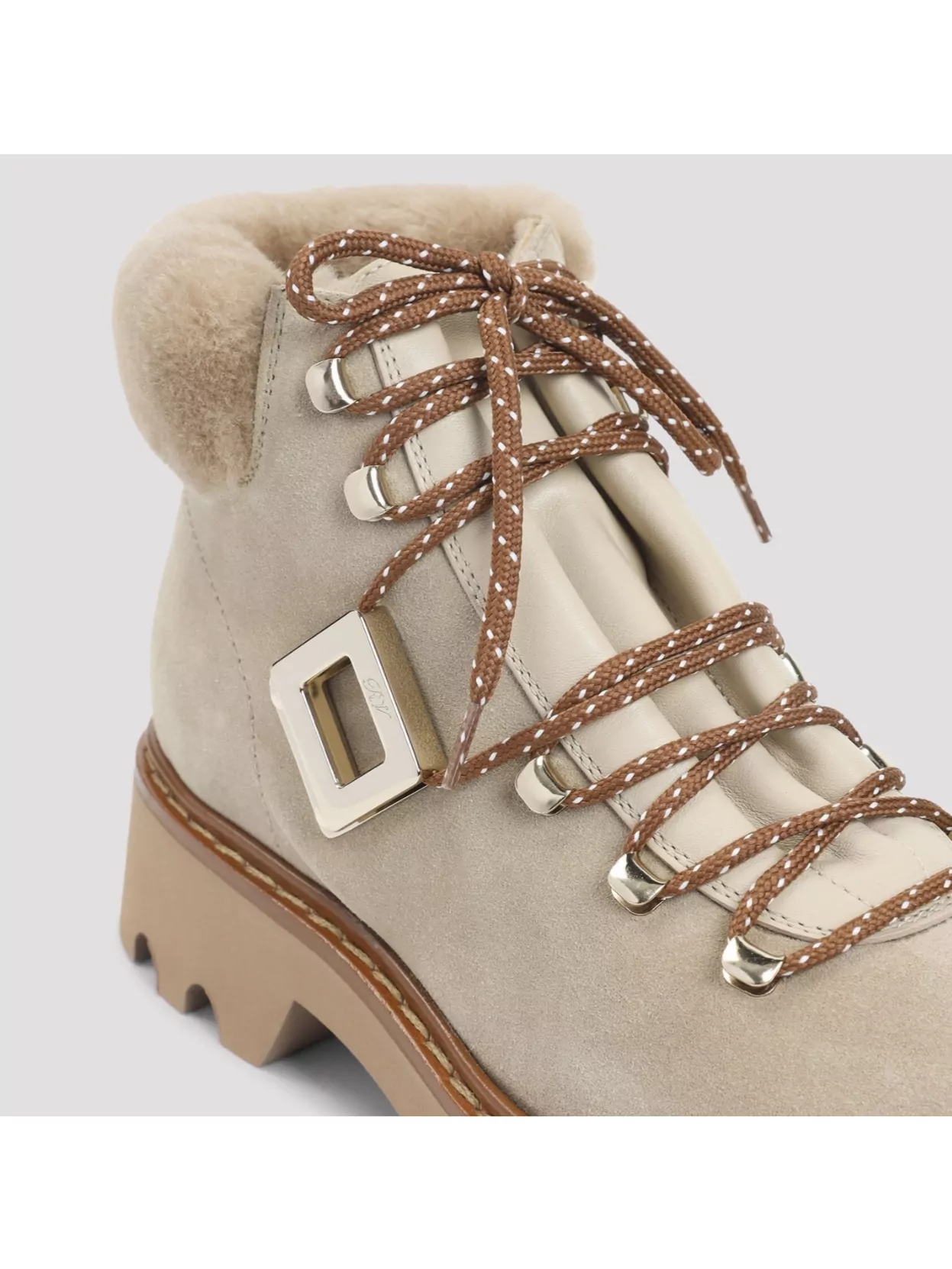 Roger Vivier Ranger Bootie With Buckle And Fur Trim
