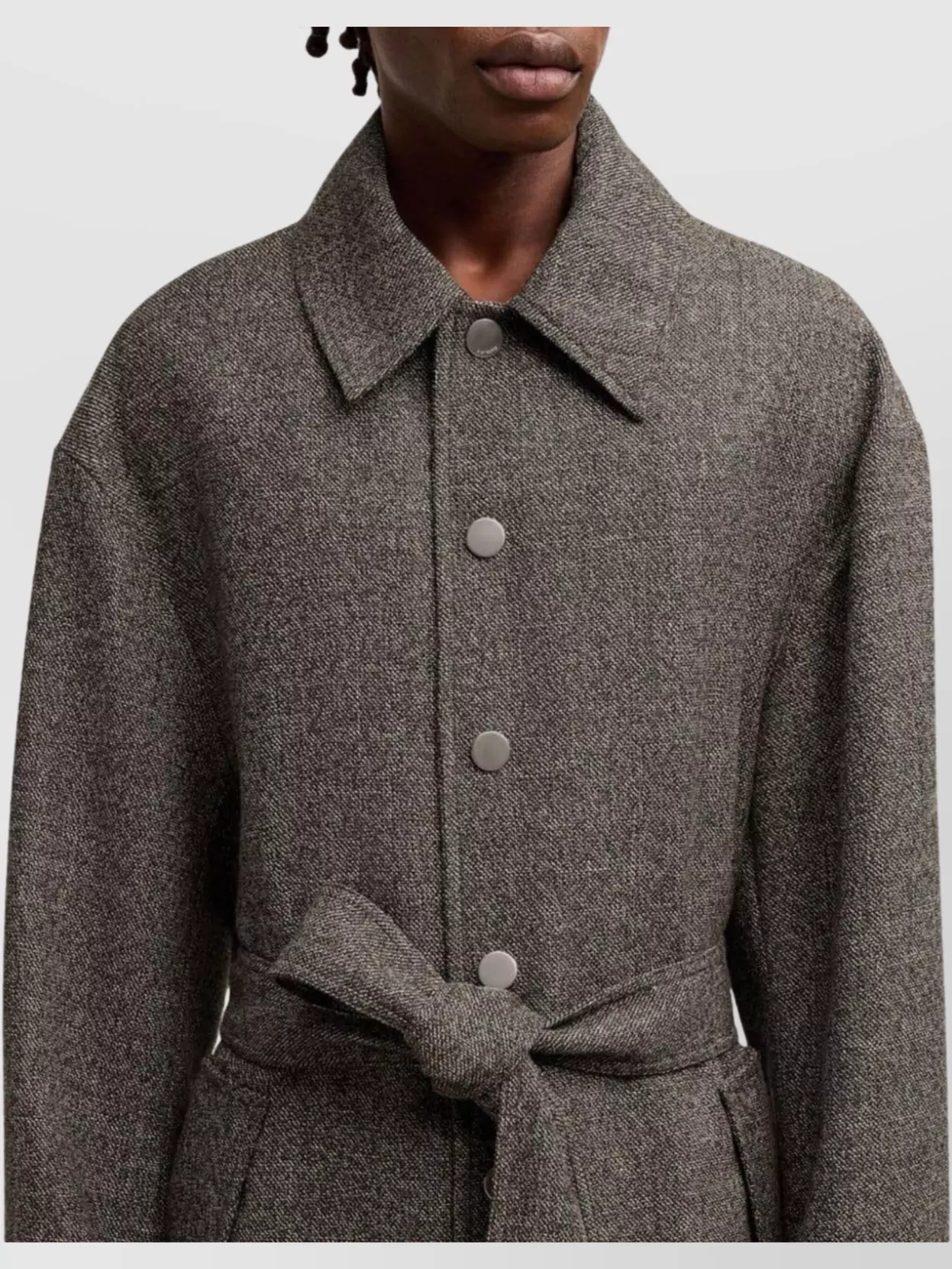 Ami Paris Belted Wool And Cotton Blend Coat