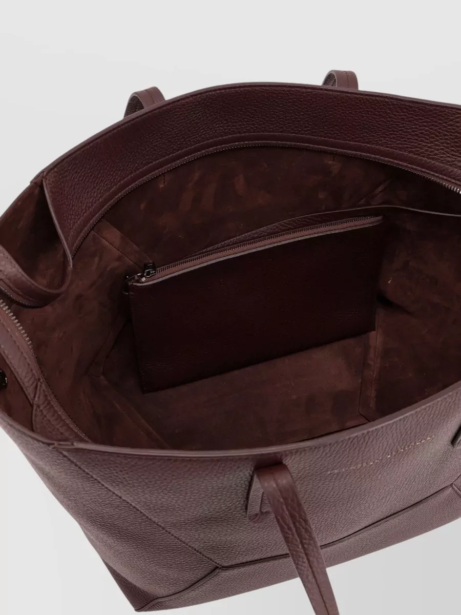 Brunello Cucinelli Bc Duo Hammered Leather Shoulder Bag Monili