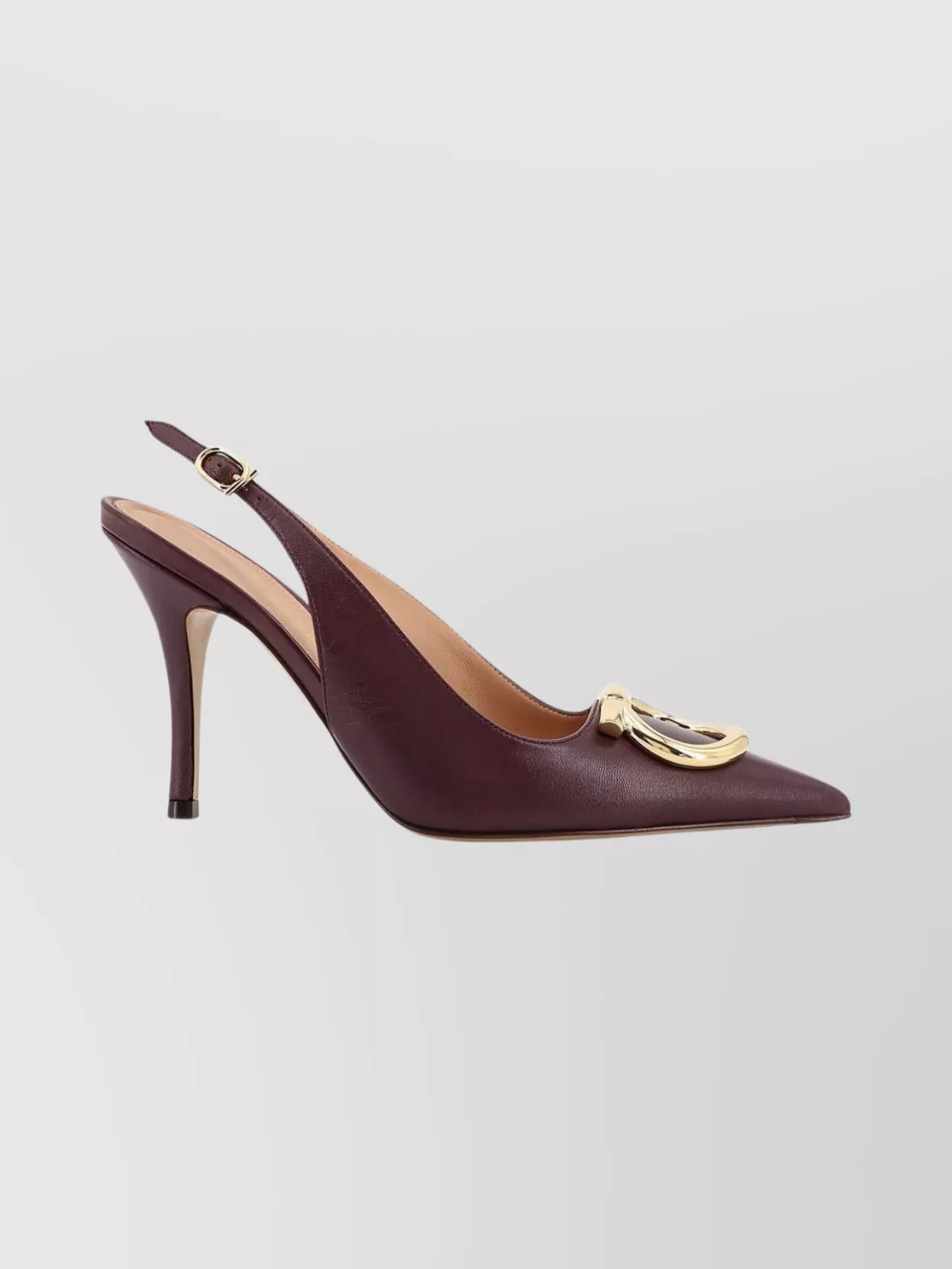 Ferragamo Sara 95 Leather Slingback High Heel In Burgundy