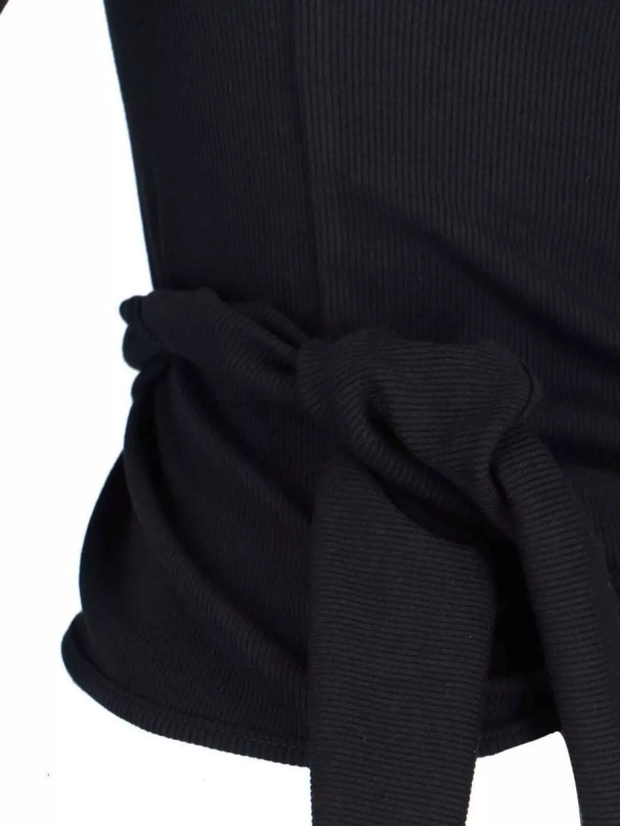 Low Classic Long Sleeve Mock Neck Top With Tie