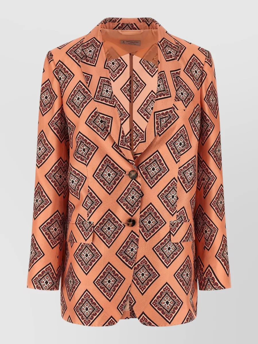 Alberto Biani silk tie print single-breasted blazer