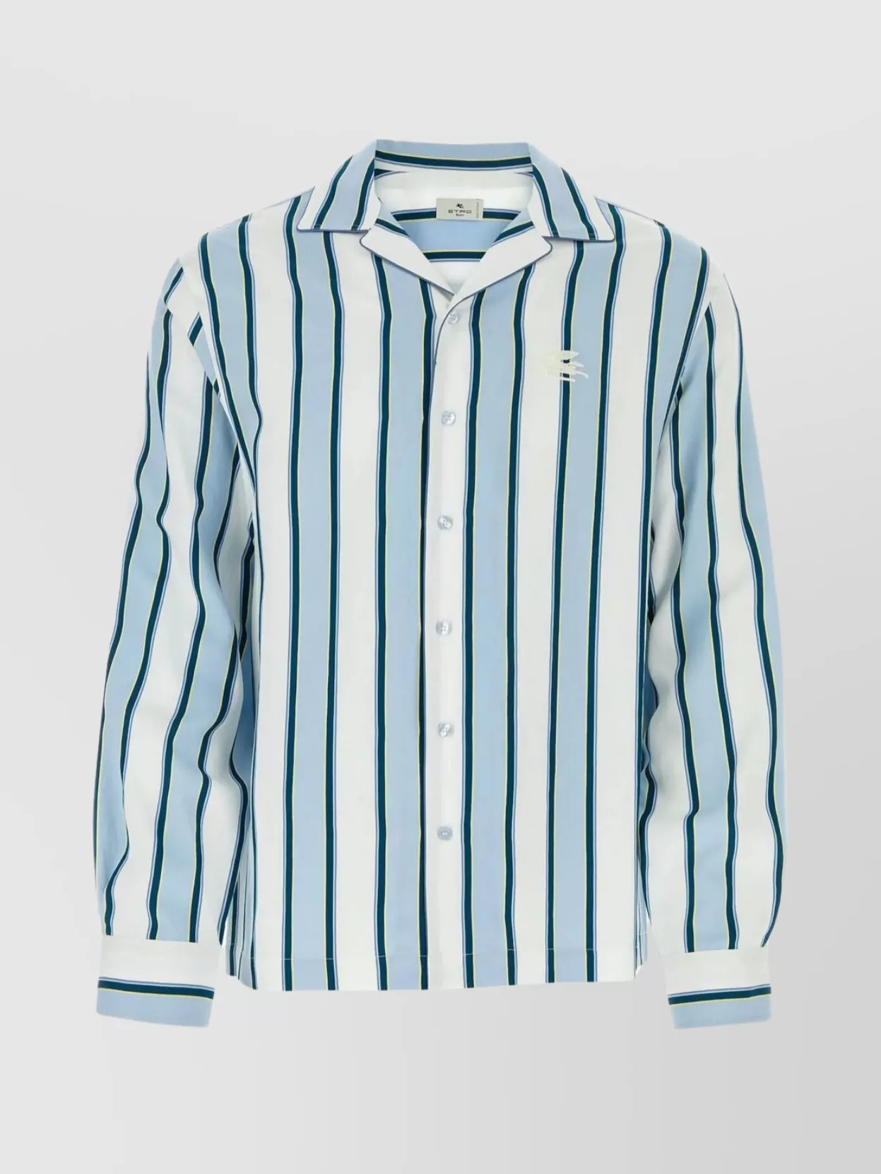 Shop Etro Striped Embroidery Viscose Blend Shirt