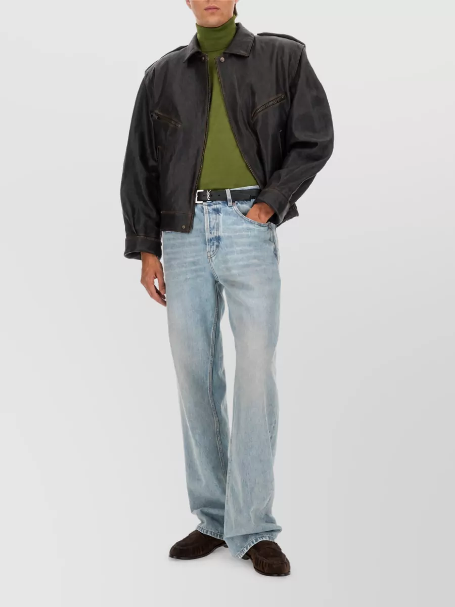 Saint Laurent Cashmere Wool Silk Turtleneck Sweater