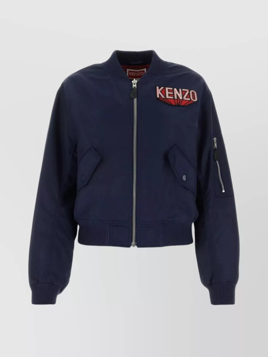 Shop Kenzo Contoured Bomber With Striking 3d Patches In Blue
