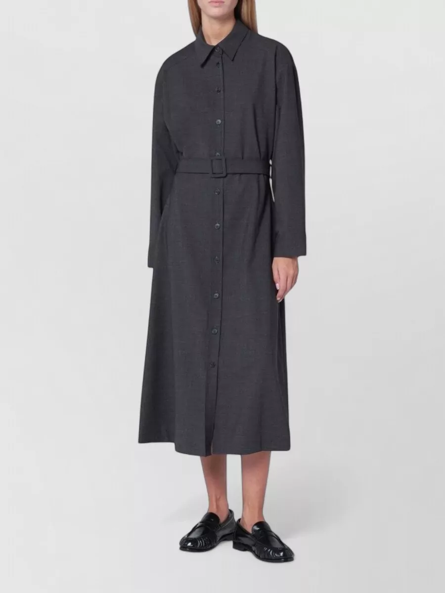 P.a.r.o.s.h. Virgin Wool Belted Shirt Midi Dress