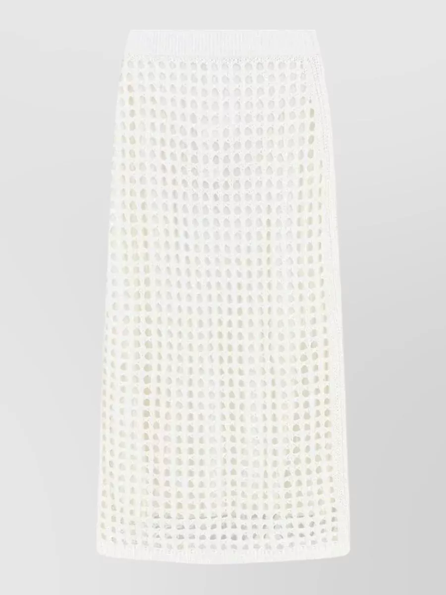 Max Mara cotton openwork knitted straight skirt