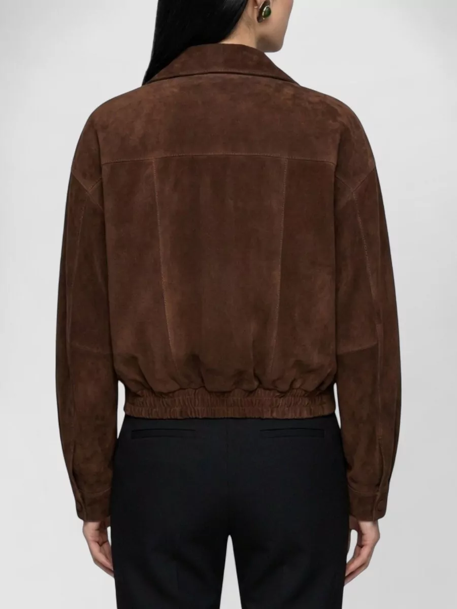 Saint Laurent Leather Gathered-Waist Short Jacket