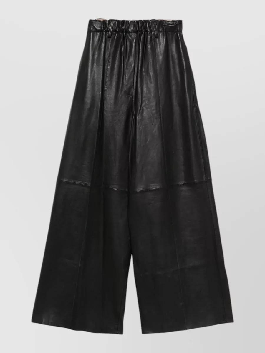 Alysi Leather Wide-Leg Trousers