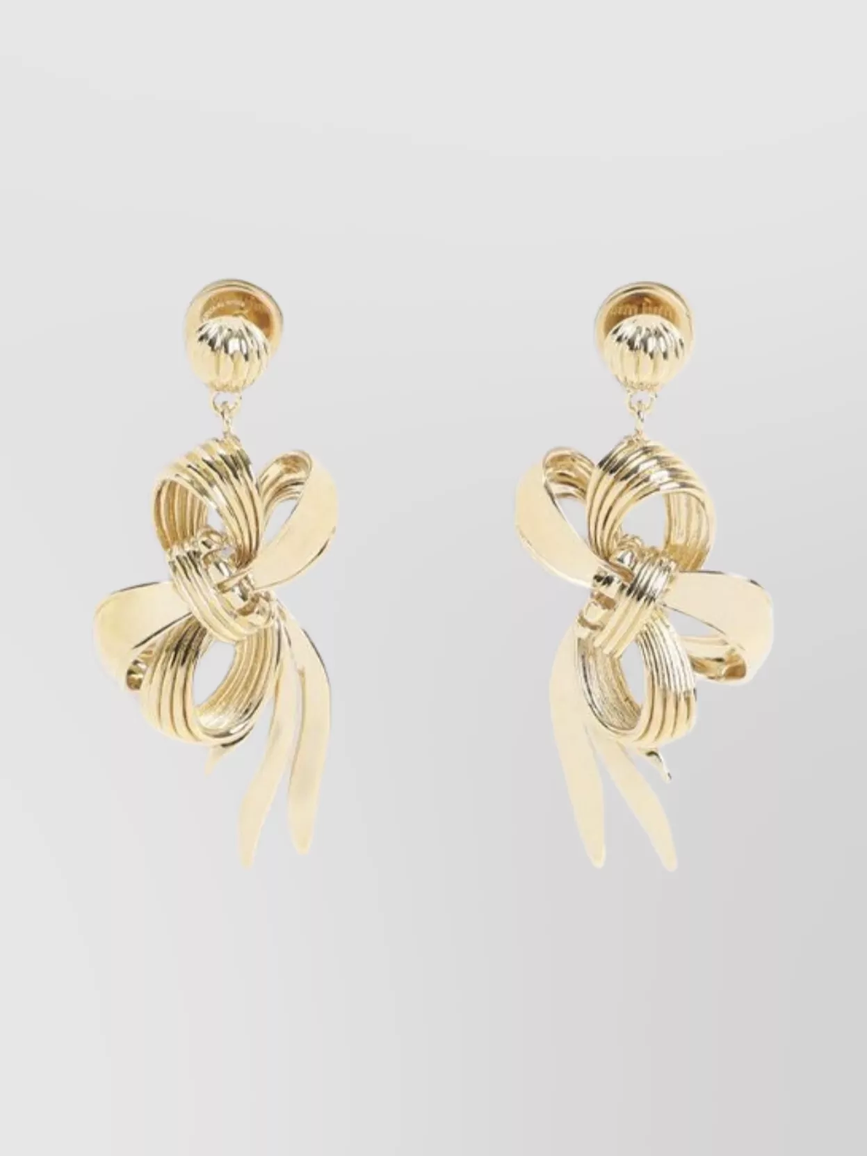 Miu Miu Drop Earrings With Knot Detail And Polish In Gold